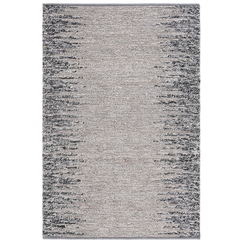 Tapis gris / noir en jute et laine tissés à la main Servan, Rectangle 3 pi x 5 pi