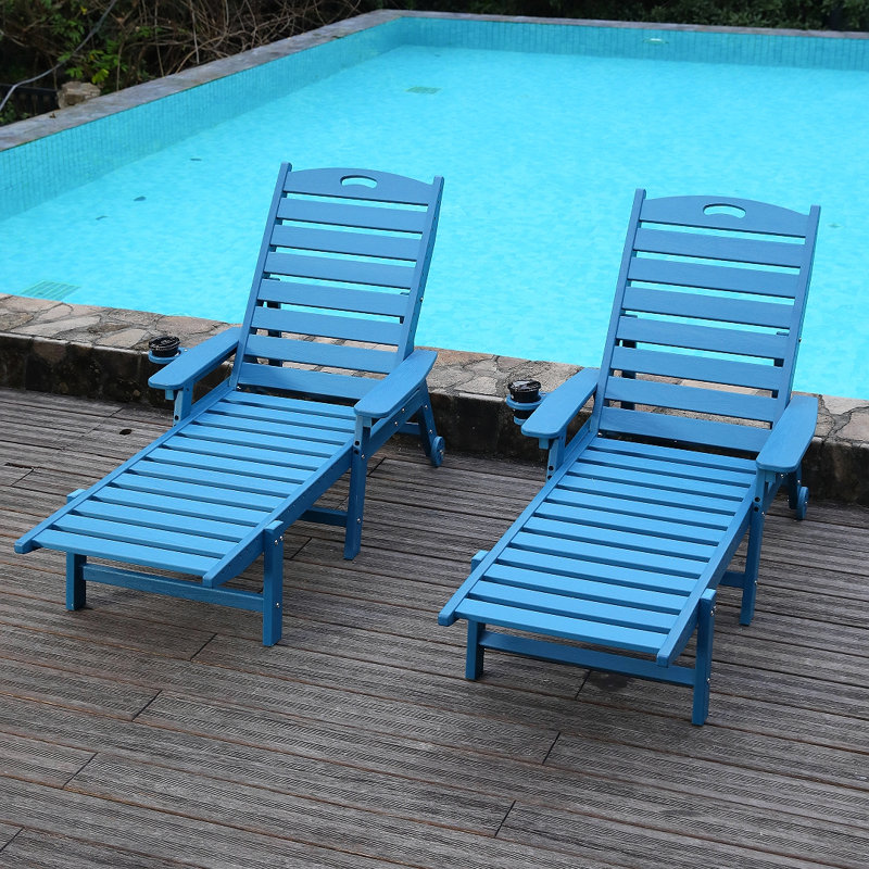 Hdpe Chaise Lounge Chair Outdoor, Pool Lounge Chairs With 4-Position Adjustable Backrest, Supports Up To 360 Lbs For Patio Poolside Deck Beach Backyard
