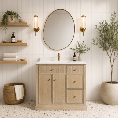 Redondo 36'' Single Bathroom Vanity With Engineered Stone Top