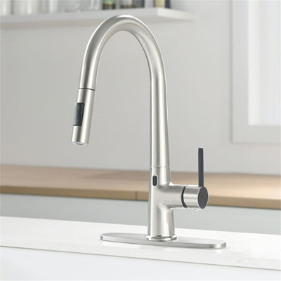 Pull Out Touchless Single Handle Kitchen Faucet with Accessories -  KIKO HOME, KK-AL-0077-BN