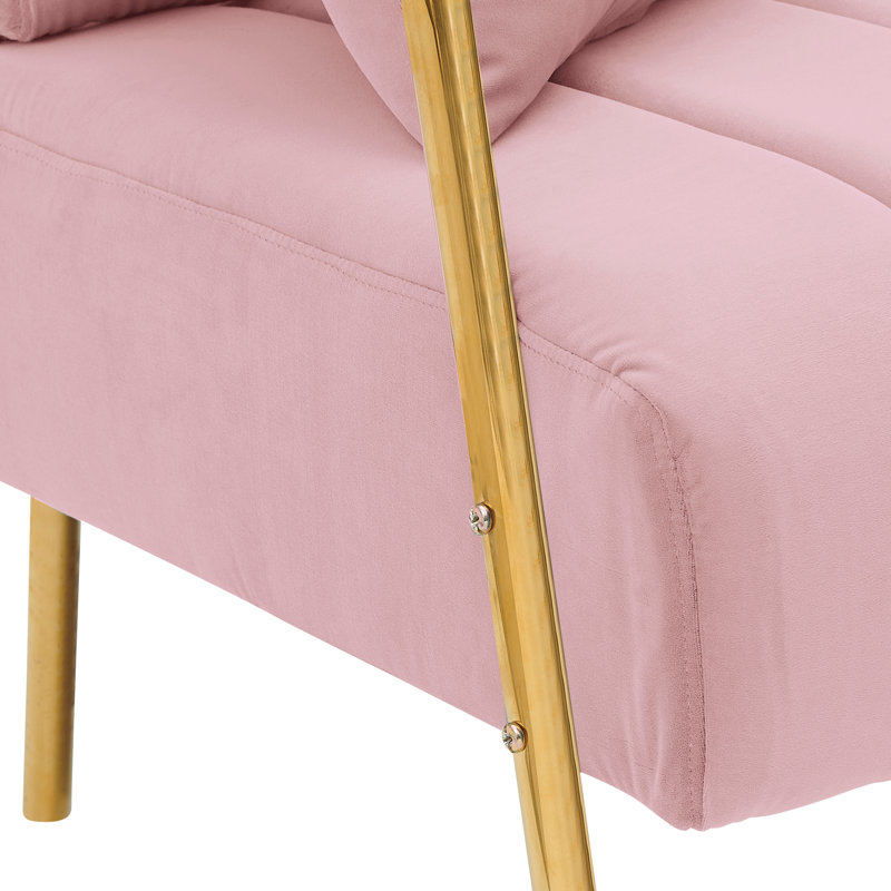 Kynnadi 62'' Velvet Futon And Mattress, Morandi Pink Velvet