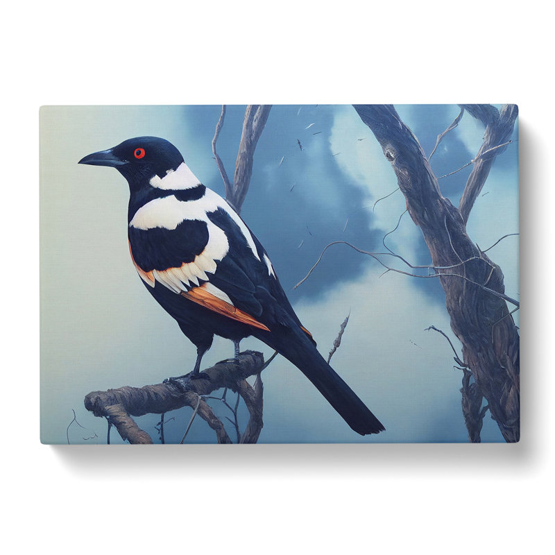 Striking Magpie Bird - Wrapped Canvas