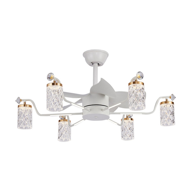 35.43" Luxury LED Dimmable Ceiling Fan with 6 Light and Remote, White