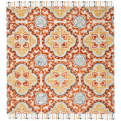 Tapis floral en laine touffeté à la main Vahakn