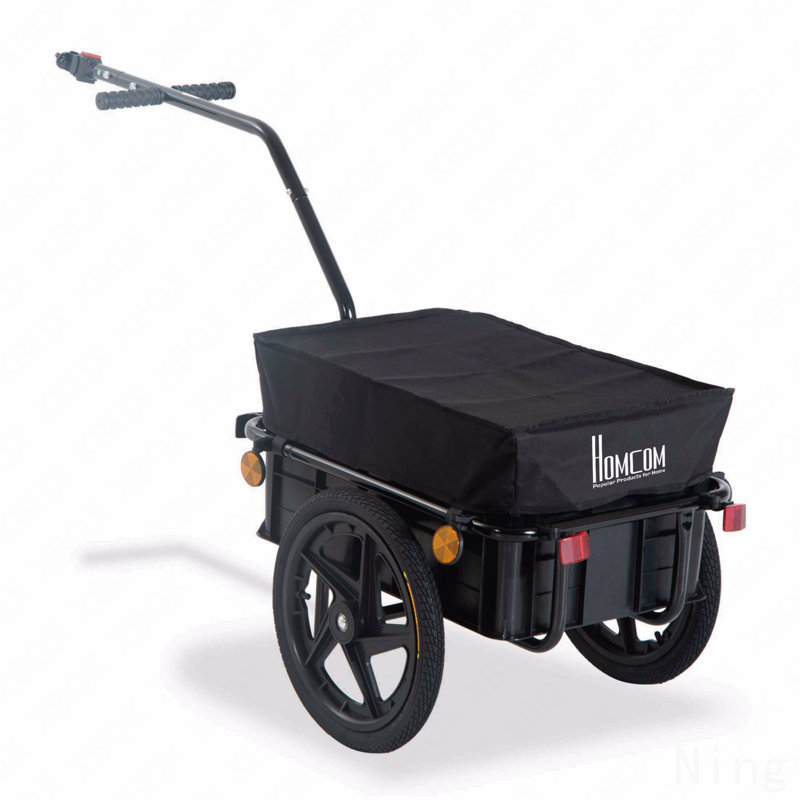 Remorque de cargaison de vélo Aosom avec boîte amovible et couvercle imperméable, remorque de chariot de vélo avec deux roues de 16 po