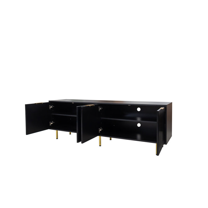 Meuble télé moderne noir chaud pour meuble télé de 80 pouces, pour chambre à coucher de salon