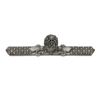 Quincaillerie Carpe Diem 76137623-11AB Versailles moyen bouton rond en satin et grande plaque arrière allongée Fleur De Lys panier ouvert avec cristaux Swarovski en satin