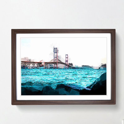 Mackinac Bridge in Michigan in Abstract - Picture Frame Graphic Art Print