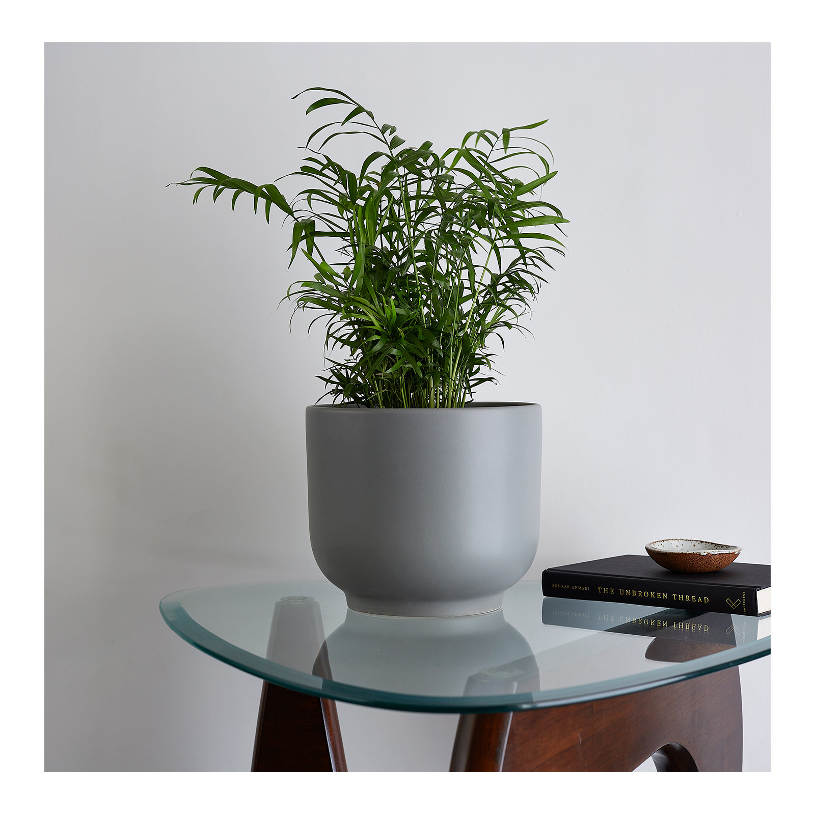 Handmade Ceramic Pot Planter, Gray, 7.75" H x 9" W x 9" D
