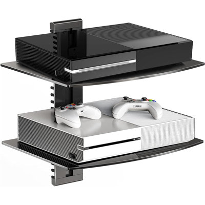 Tablettes flottantes en verre, support télé avec tablette pour lecteur DVD / PS4 / boîtes de câble / consoles de jeux / Sky Box
