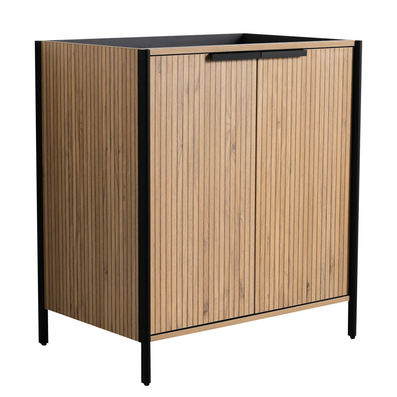 Meuble-lavabo de 30 po en contreplaqué - café, poignées en métal Contreplaqué de café moderne, pratique, 30"