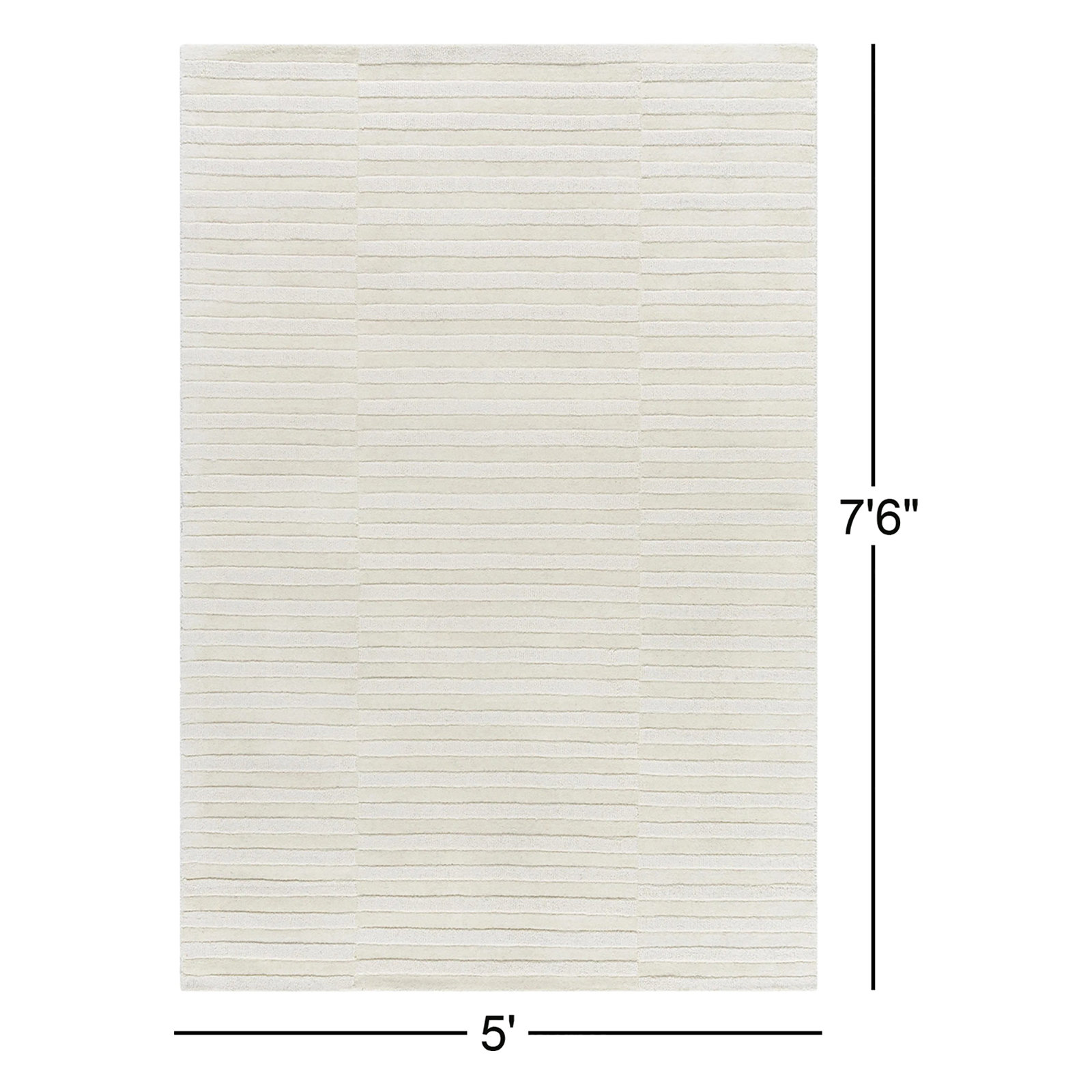 Thane Hand Loomed Wool Cream Rug, Rectangle 5' x 7'6"
