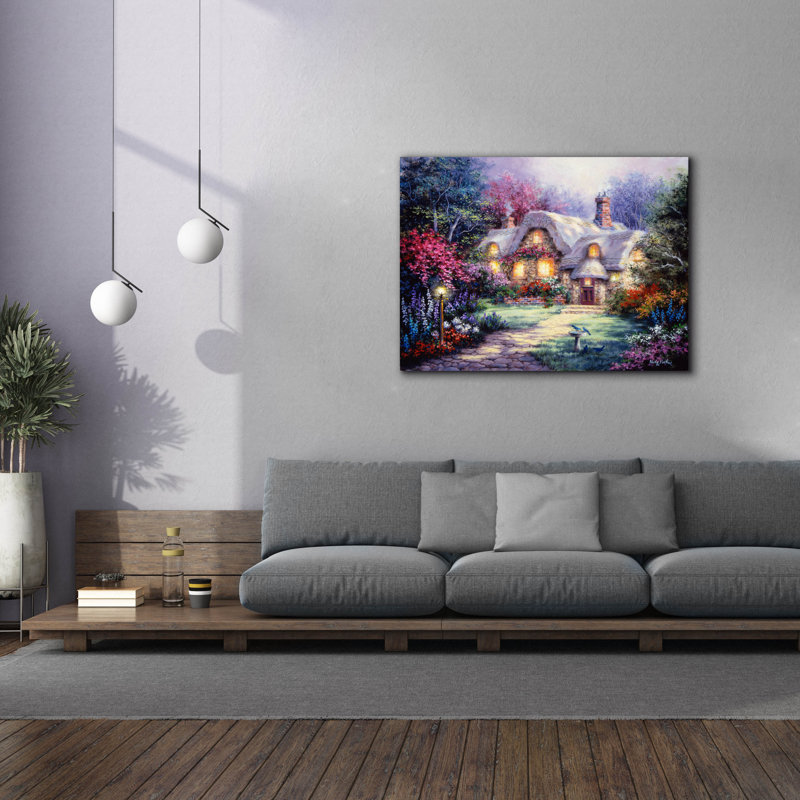  «Garden Cottage» par Nicky Boehme, art mural sur toile, 54 po x 40 po