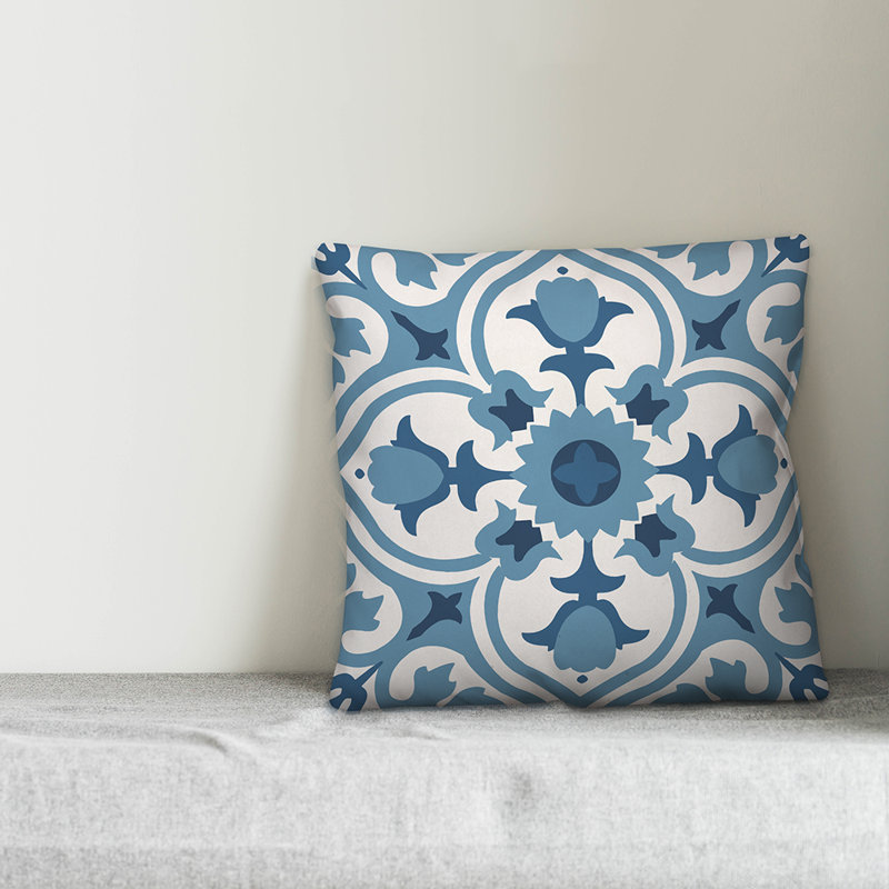 Geometric Throw Pillow, 18" x 18", Blue, No Fill