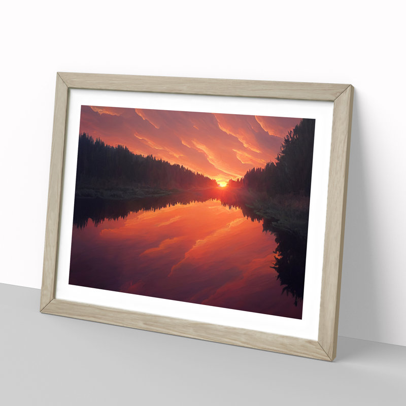 Spring Forest Sunset - Framed Print, Oak, 25cm H x 34cm W x 2cm D
