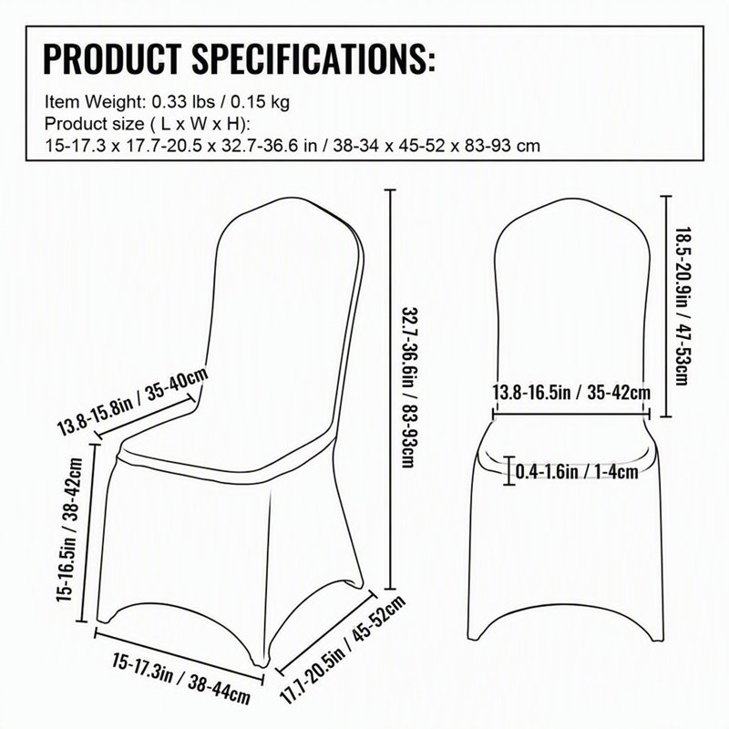 Housses de chaise pliantes extensibles en spandex avec poches inférieures élastiques