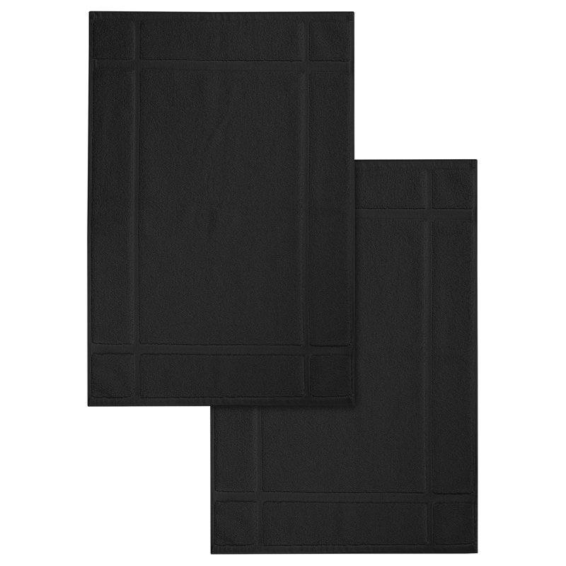 Tapis de bain - pour plancher de salle de bain - Très absorbant - Lavable à la machine, L 17 po x L 24 po, Noir