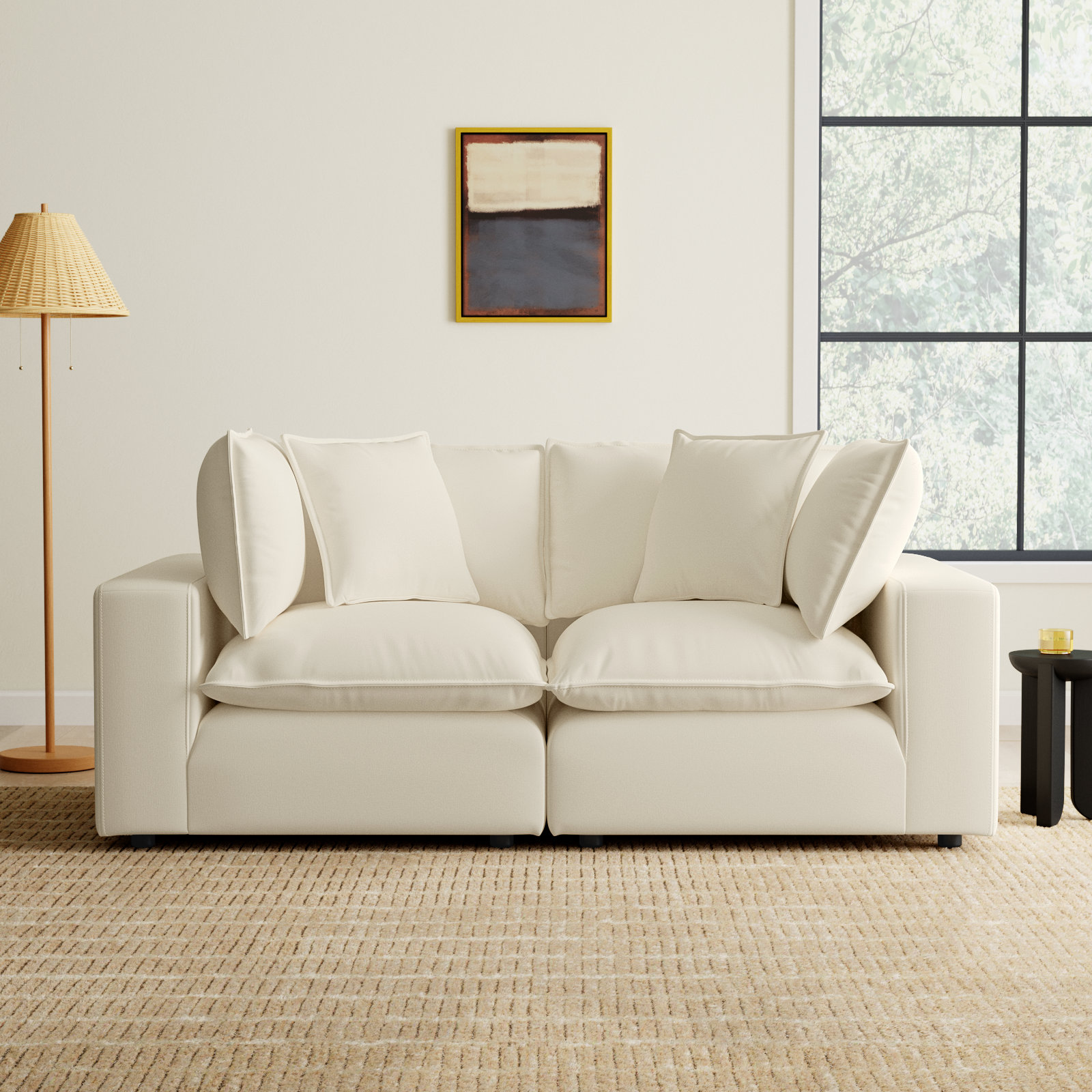 Ellaria 80" Modular Loveseat, Beige Polyester Blend