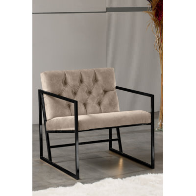 Élégant fauteuil à oreilles avec pieds en métal, tissu brun clair, 27,6 po x 29,1 po x 29,5 po | Cadre 100% métal et tissu 100% Babyface | Hauteur du siège confortable: 18,1 pouces, parfait pour le salon ou le bureau