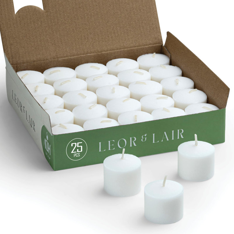 Bougies votives orange, paquet de 25, durée de combustion de 10 heures, sans parfum, Orange