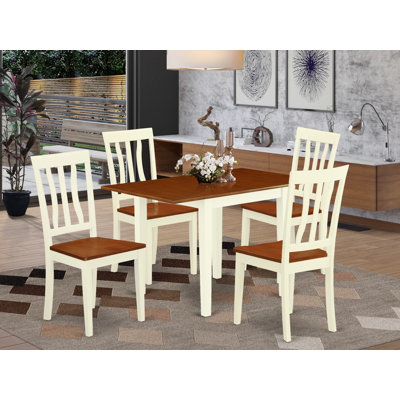 L'ensemble de mobilier de salle à manger 5 pièces comprend une table de cuisine rectangulaire avec Dropleaf et 4 chaises de salle à manger, 30 po x 48 po, babeurre et cerise