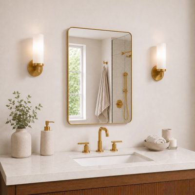 Leyat Modern Rectangle Metal Frame Wall Mirror for Bathroom