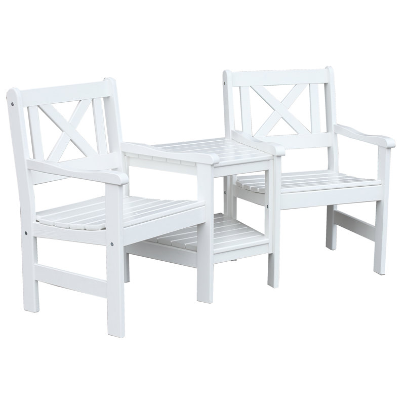 Bradon Solid Wood 2 - Person Seating Group, White