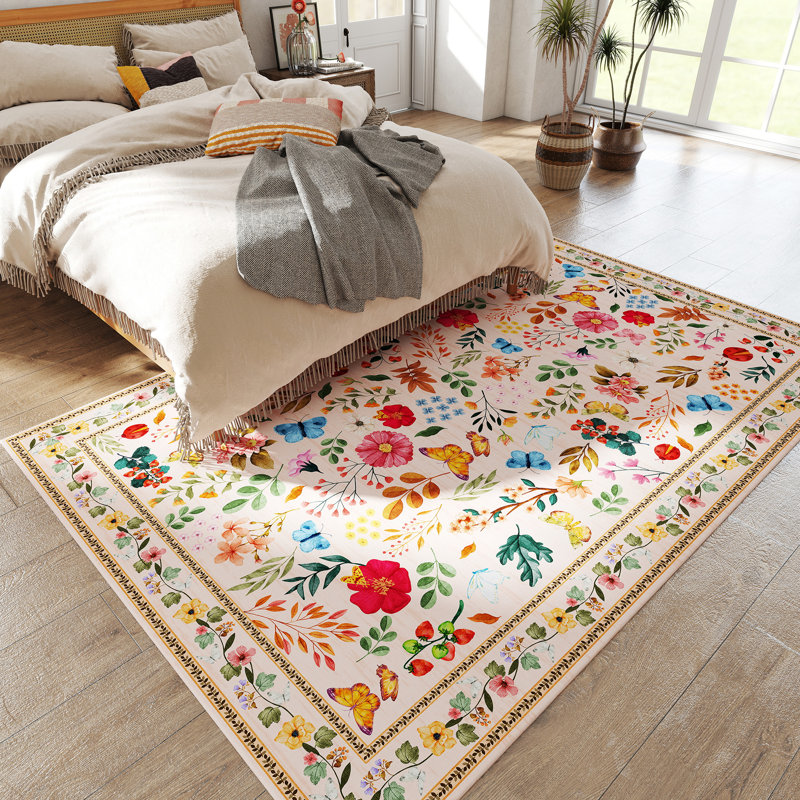 Tapis de salon tapis rouge de 5 pi x 7 pi lavable à la machine, tapis rétro antidérapant pour tapis d'intérieur, tapis Boho, tapis rétro patiné pour salle de classe, dortoir, salle à manger