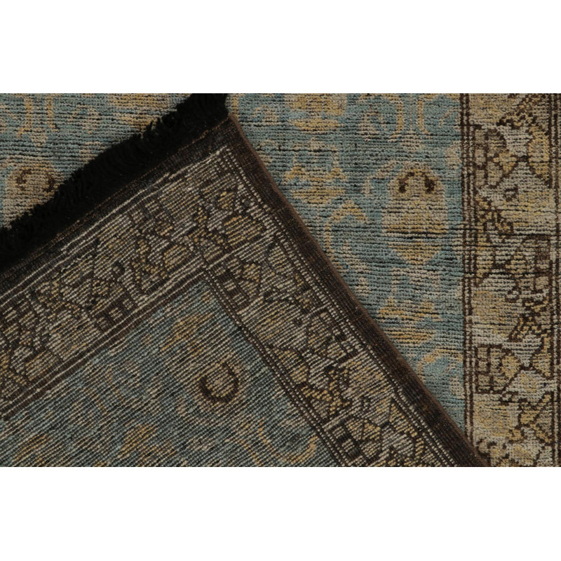 Rug & Kilim’S Tribal Runner In Blue With Beige-Brown Geometric Pattern, Runner 3' x 14'