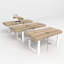 Table extensible pour 6 à 10 sièges, bureau de salle à manger en bois avec finition rayée, structure et lignes transparentes