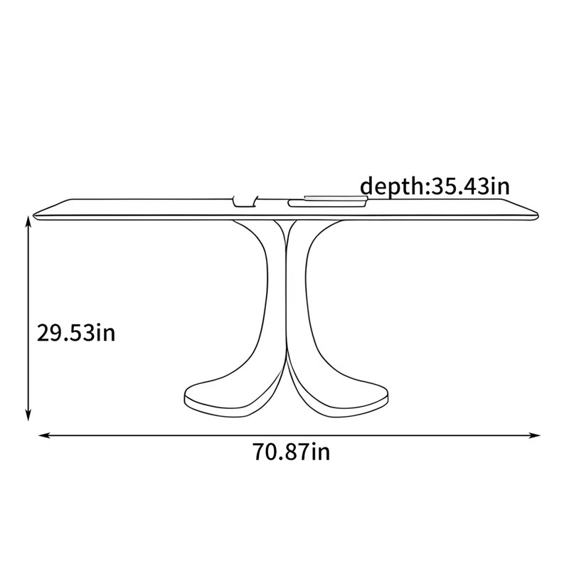 Table de salle à manger rectangulaire simple, H 29,53 po x L 70,87 po x l 35,43 po