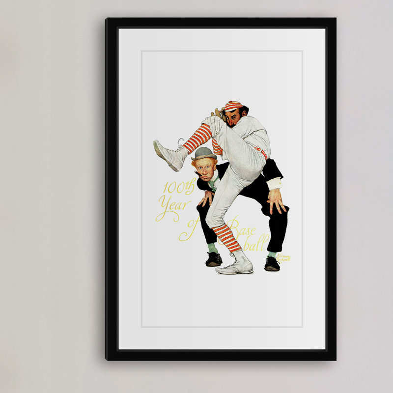 « 100 ème anniversaire de baseball » par norman rockwell, reproduction d’art encadrée, H 36 po x l 24 po x P 1,5 po