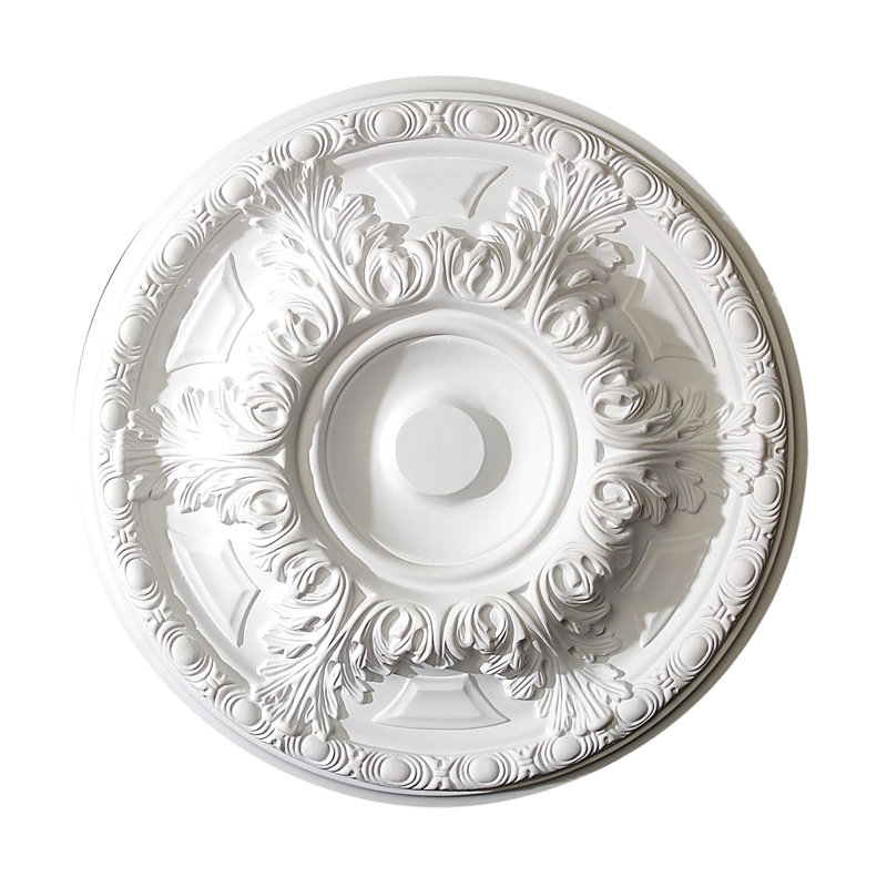 19 in x 1-5/8 in Leaf and Running Bead Polyurethane Ceiling Medallion