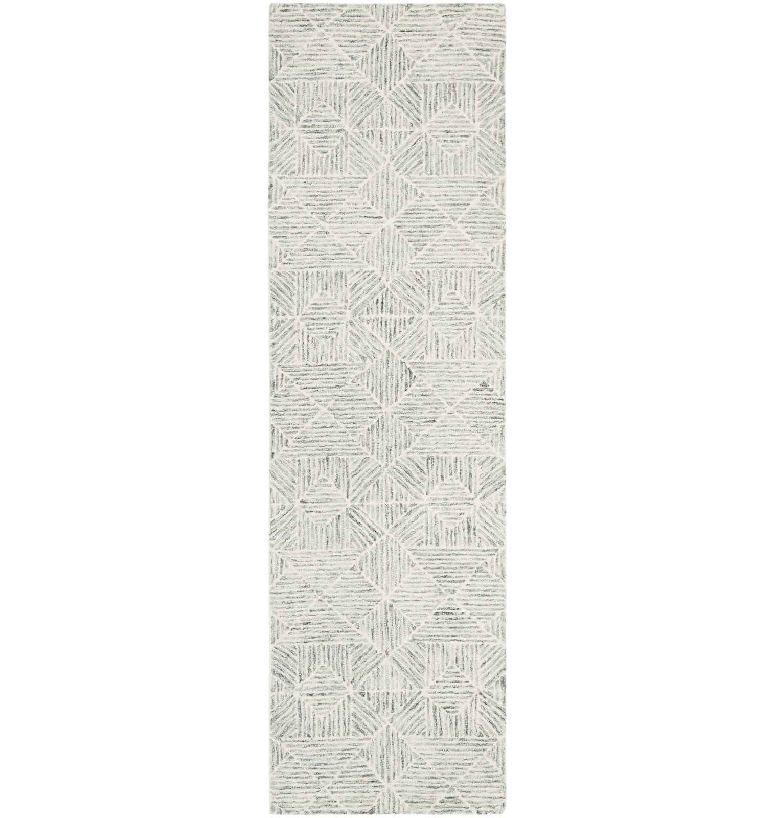Linsly Light Green Ivory Hand-Tufted Wool Rug, Runner 2'3" x 22'