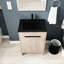 Armoire de salle de bain autoportante de 24 pouces avec lavabo en céramique noire et portes à fermeture en douceur - composant de meuble-lavabo aspect moderne en contreplaqué-1516468654-1516468653-1516468655