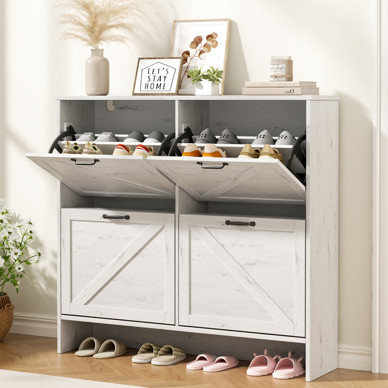 Range-chaussures 20 paires 4 tiroirs avec range-chaussures, Blanc