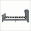 Lit plateforme tapissier moderne avec design Chesterfield, tête de lit à oreilles capitonnée et finition élégante en velours gris, grand