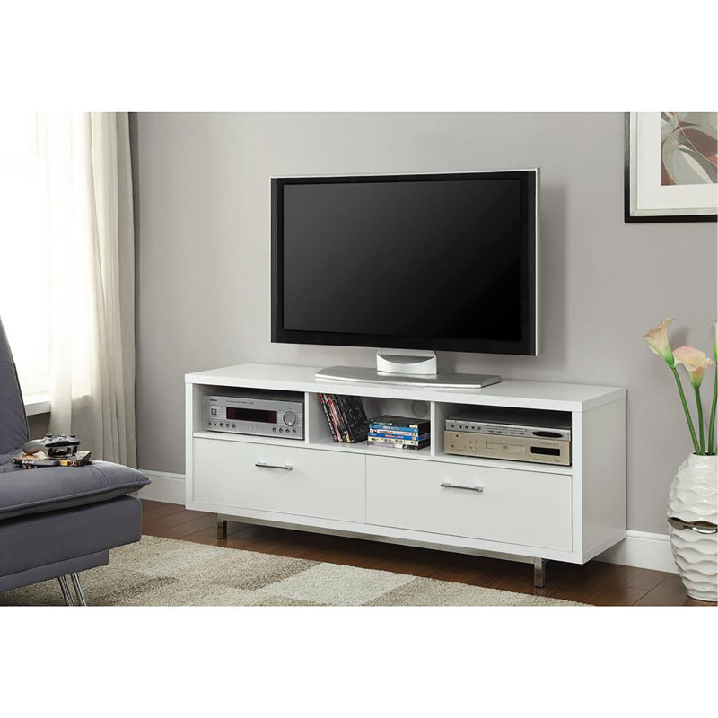 Console de 60 pouces avec 2 grands tiroirs inférieurs et 3 compartiments ouverts