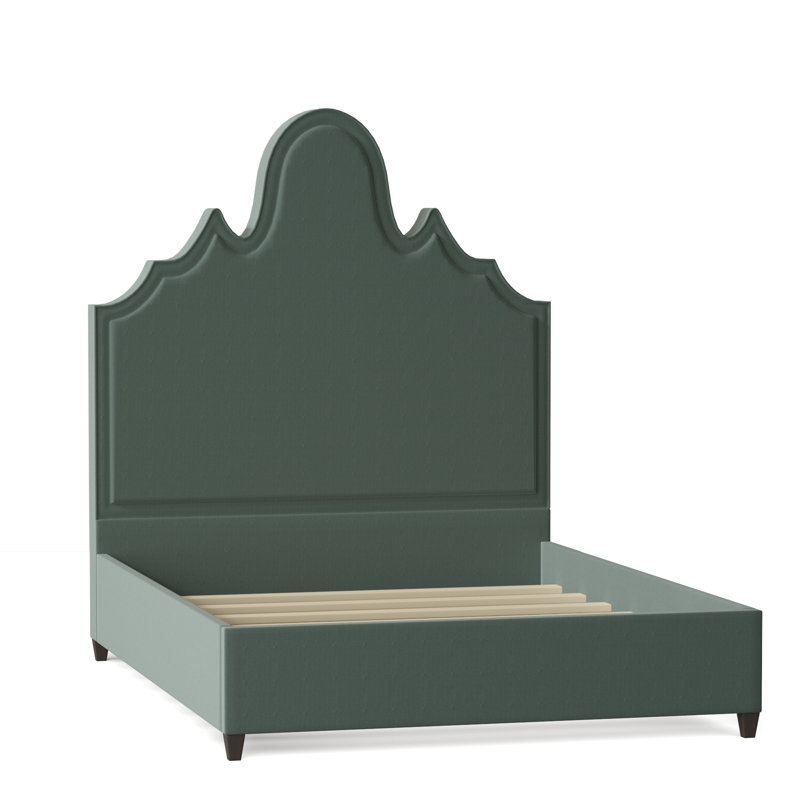 Amalie Upholstered Bed, Queen, Bella Black Performance Velvet, Brown Mahogany