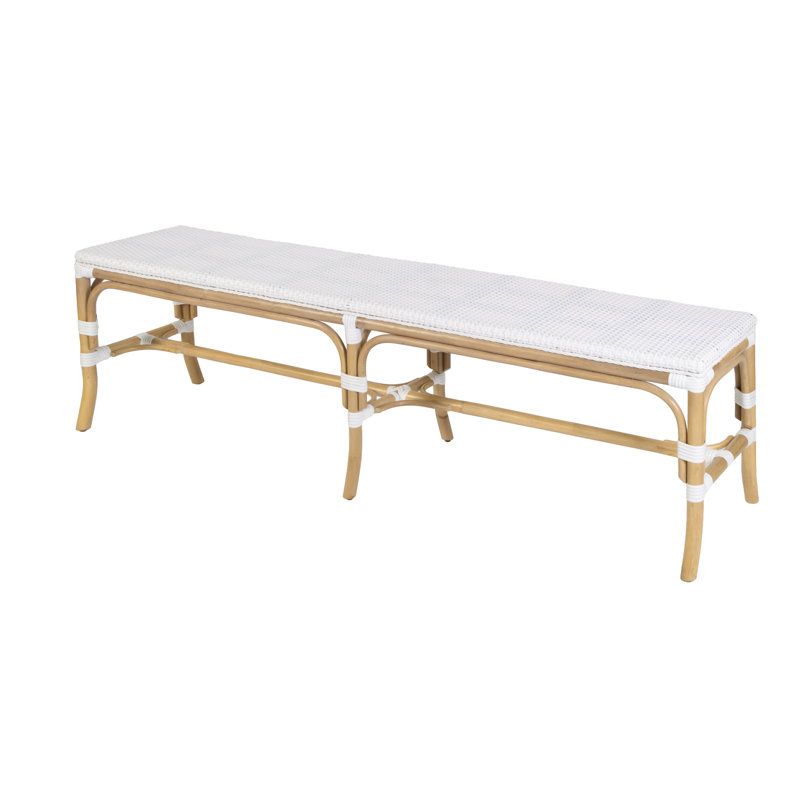 Banc d'appoint en rotin l 66,5 po Laguna, blanc lisse, Blanc lisse