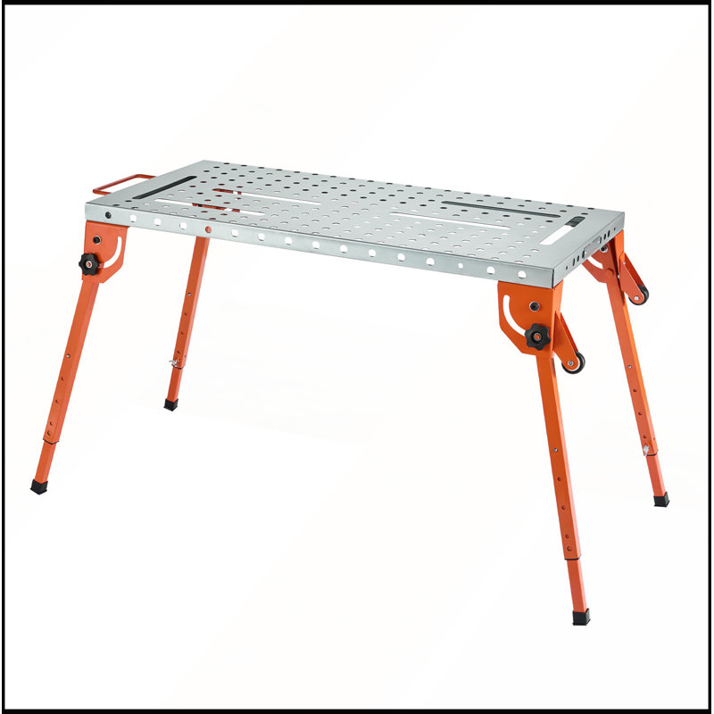 Table de soudage robuste de 44 po x 21 po, capacité de 500 lb, pliable et établi à 4 niveaux de hauteur réglable