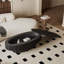 Table basse ovale moderne avec rangement caché, placage de bois massif, noir de jais, 47 po