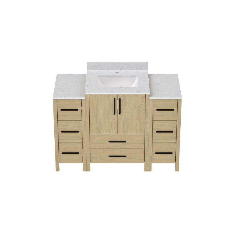 Single Sink Bathroom Vanity Cabinet,Freestangding Storage Vanity Cabinet with White Countertop, 48"