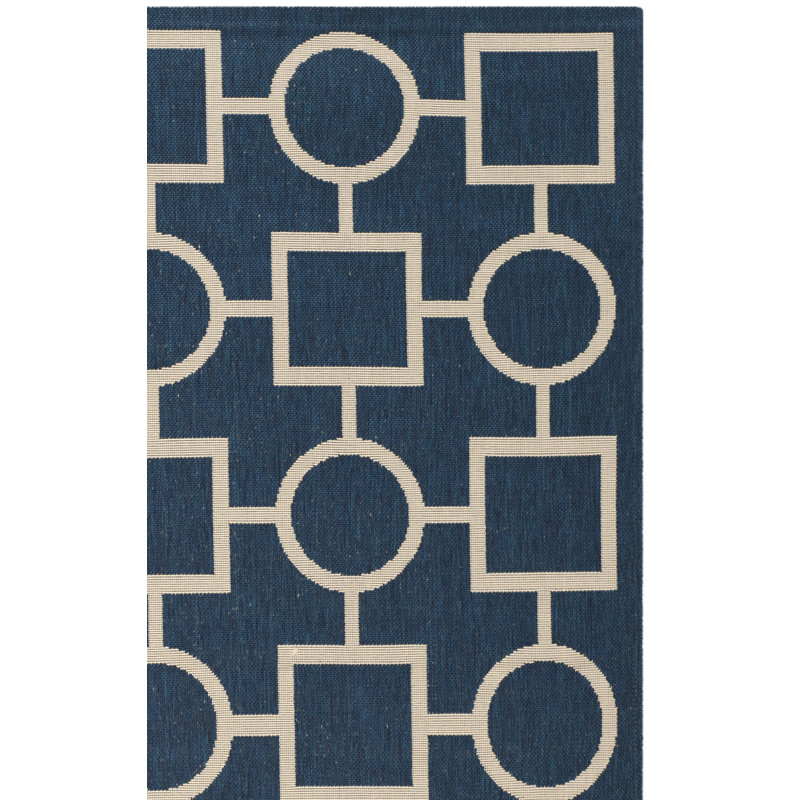 Arneshia Cotton Blue/Beige Area Rug, Square 6'7"