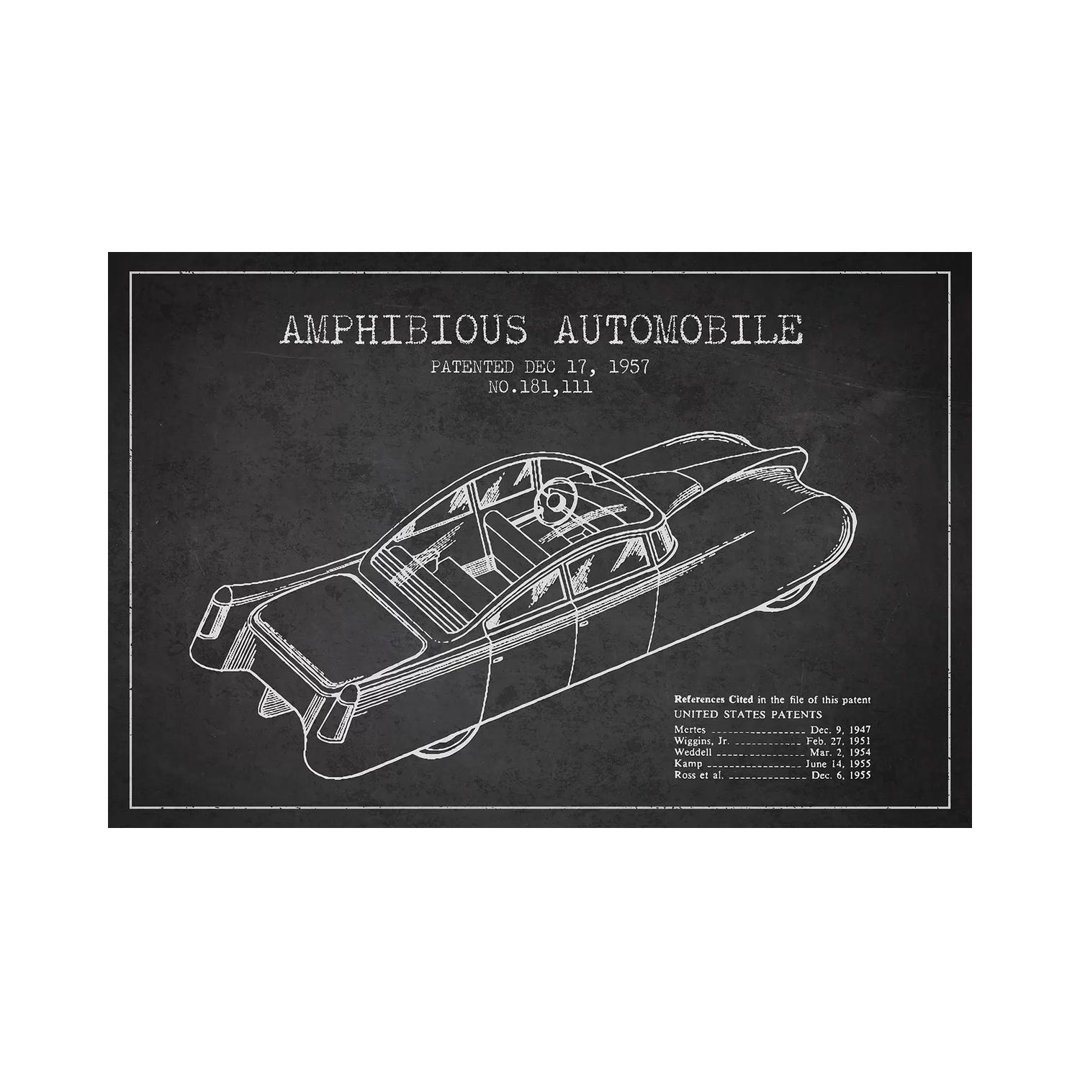 Amphibious Automobile Patent Sketch (Charcoal) I by Aged Pixel - Wrapped Canvas Gallery-Wrapped Canvas Giclée