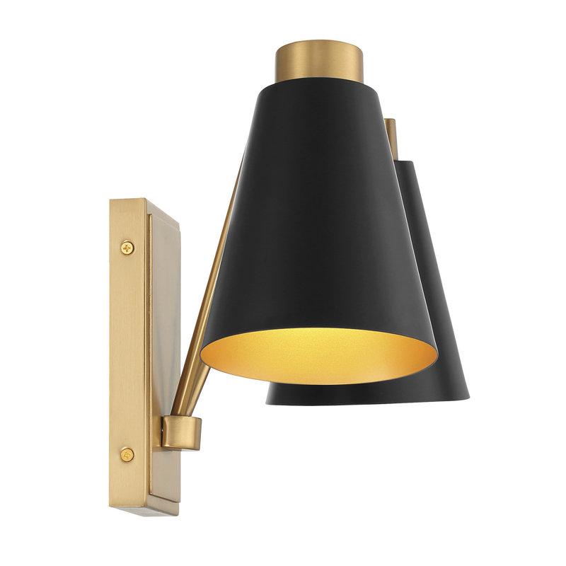 Alyra 2 - Light Dimmable Armed Sconce in Black Brass, Black Brass
