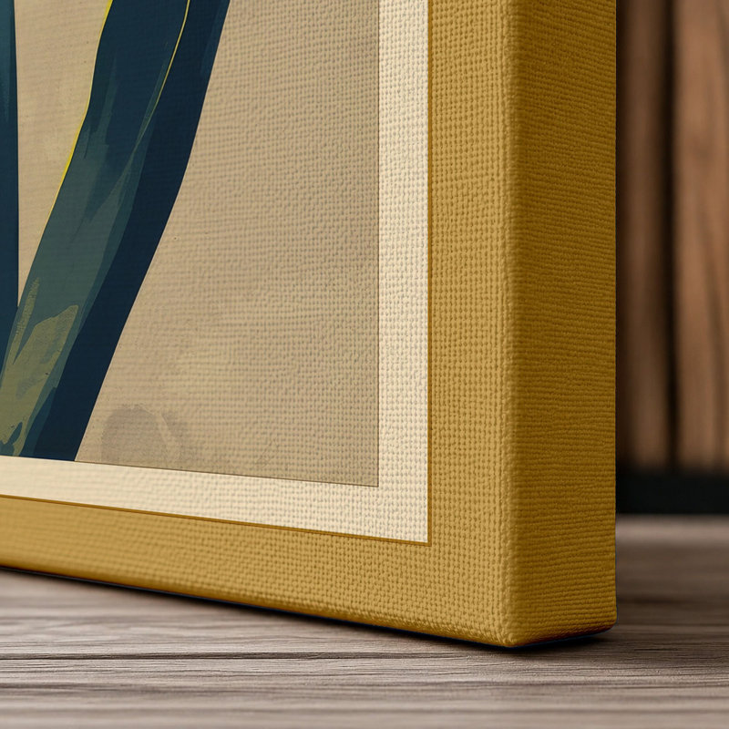Centered Tulip Botanical - Wrapped Canvas, 18x12 - 45.7 x 30.5 cm, Ochre Border