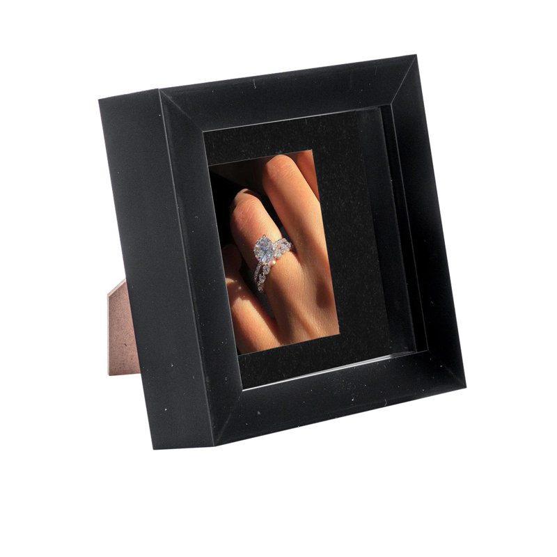 Nicola Spring - 3D Box Photo Frame - Mount, Black/Black, 12.5cm H x 12.5cm W x 3.5cm D