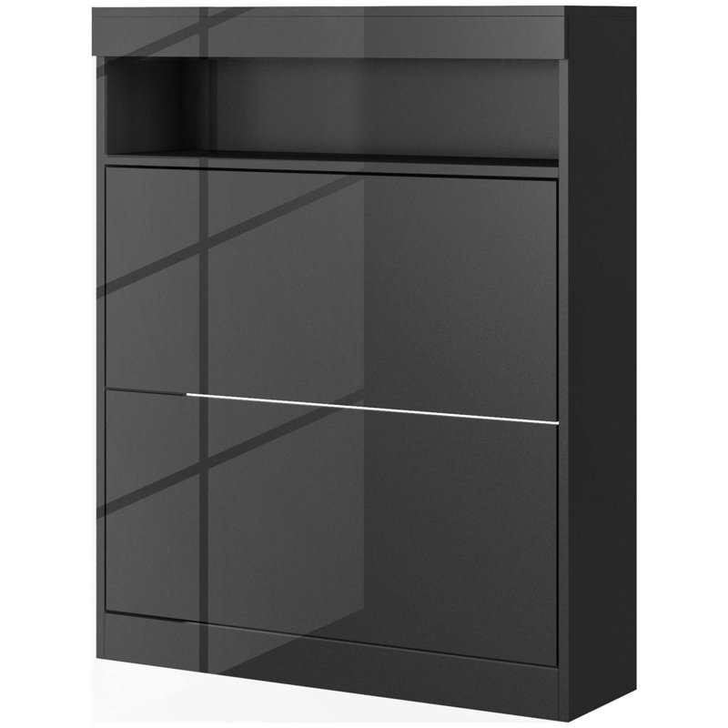 16 Pair Flip Down Shoe Storage, Black