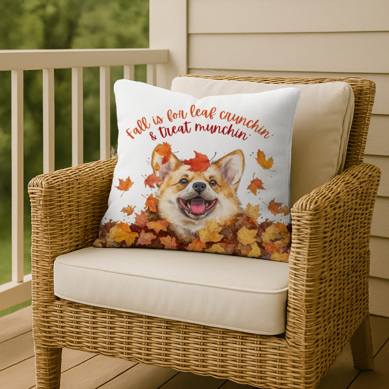 Fall Corgi Throw Pillow